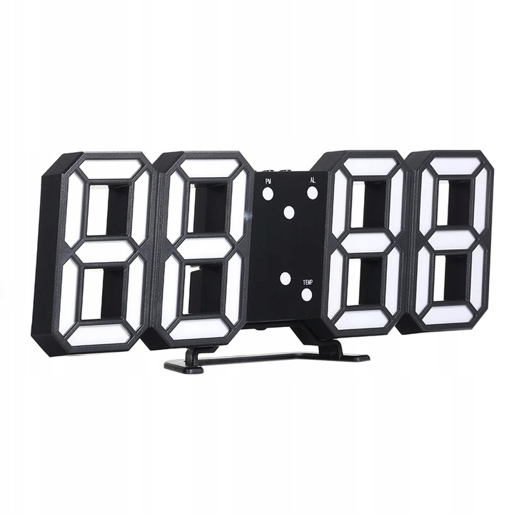 ZEGAR ELEKTRONICZNY WYŚWIETLACZ LED BUDZIK TERMOMETR ALARM DATA CZARNY