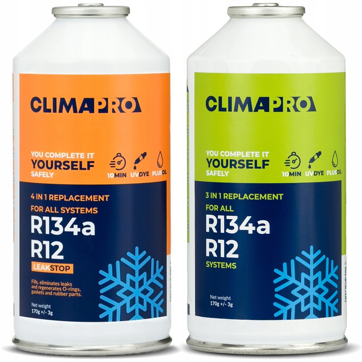 GAZ NABIJANIA KLIMATYZACJI AUT Z R134a CZYNNIK CLIMAPRO + 4w1 USZCZELNIACZ