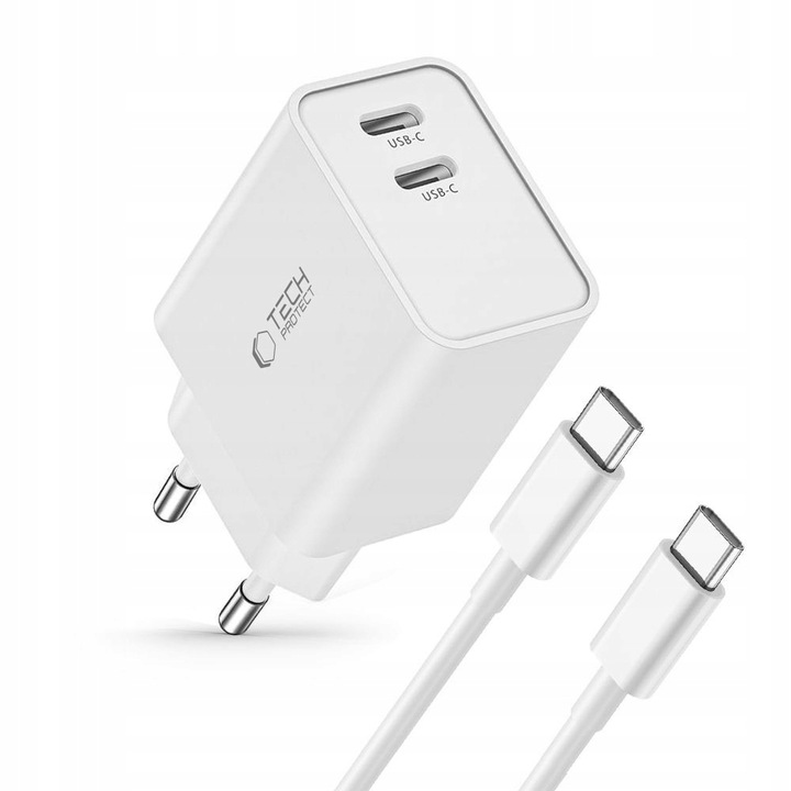 ŁADOWARKA SIECIOWA 2x PD-35W + KABEL USB-C TYPE-C 100CM DO TELEFONU TABLETU