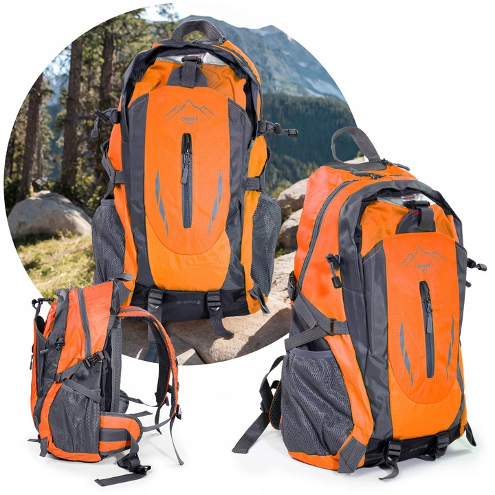 PLECAK TURYSTYCZNY 40L PODRÓŻNY TREKKINGOWY WYCIECZKOWY W GÓRY POMARAŃCZOWY