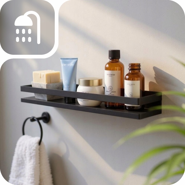 PÓŁKA ŁAZIENKOWA NA KOSMETYKI KUCHENNA CZARNA NA ŚCIANĘ XL 30cm LOFT