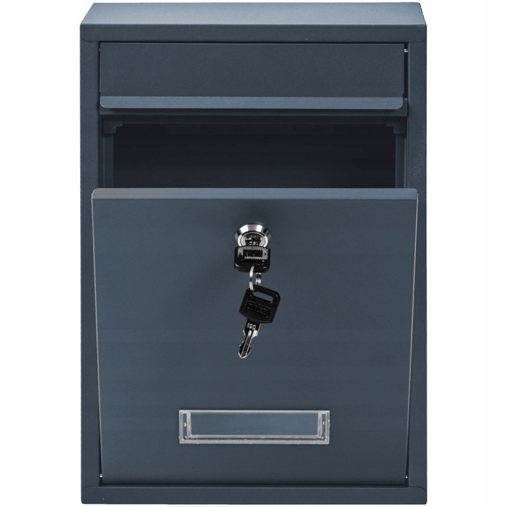 SKRZYNKA POCZTOWA NA LISTY POCZTĘ RIB ANTRACYT + NAPIS ADRES ULICA NUMER