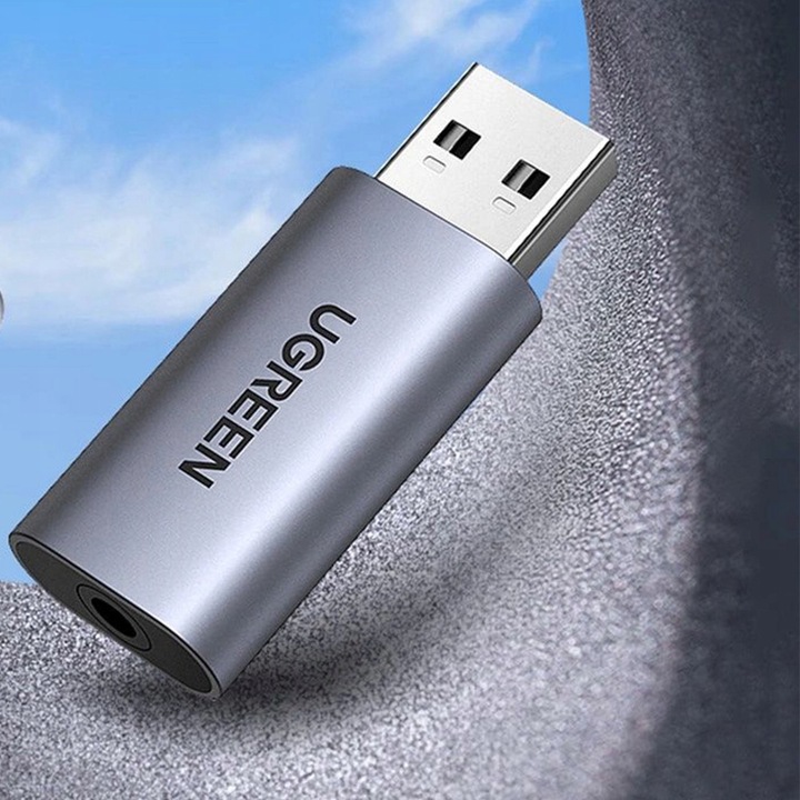 Adapter USB do komputera, przejściówka audio do mini jack 3,5 mm, Ugreen
