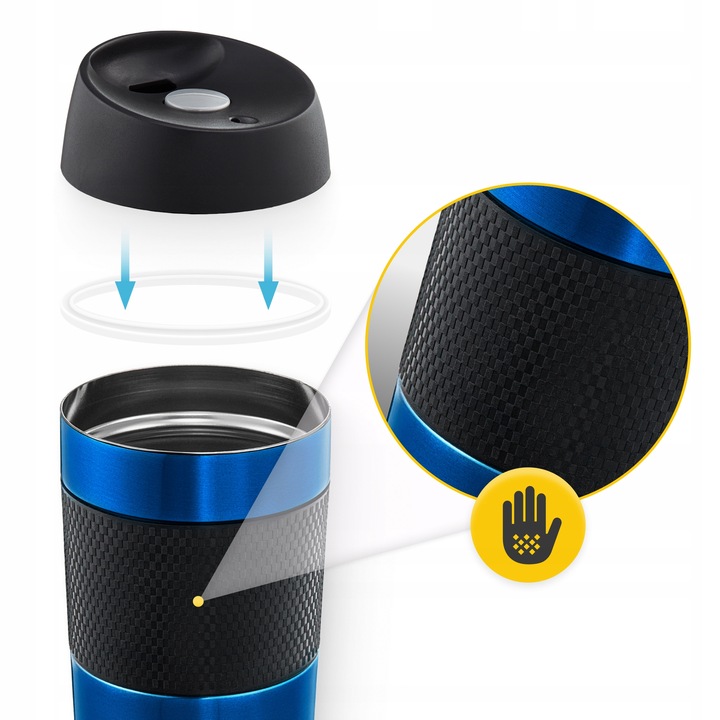 KUBEK TERMICZNY TERMOS NA KAWĘ HERBATĘ GORĄCY NAPÓJ SZCZELNY PODRÓŻNY 450ML