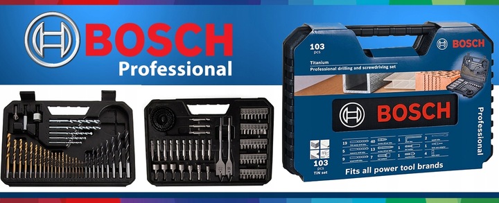 ZESTAW WIERTEŁ BITÓW + WALIZKA BOSCH V-LINE 103 EL