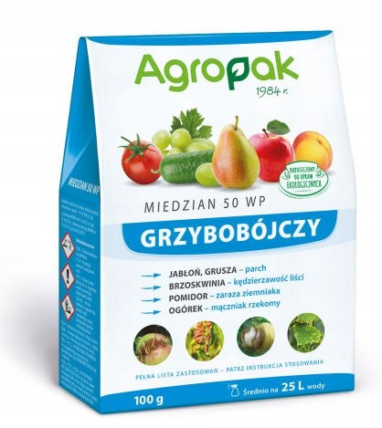MIEDZIAN 50 WP 100g AGROPAK ZWALCZA CHOROBY WARZYW OWOCÓW PREP