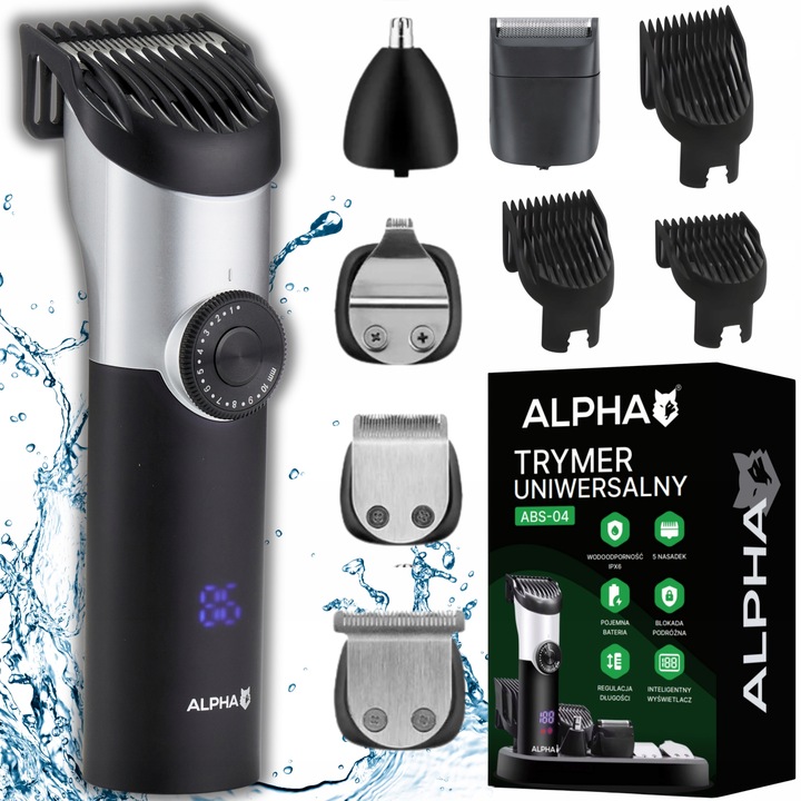 Maszynka Do Strzyżenia Włosów, Brody i Ciała 5W1 Trymer + Golarka Alpha