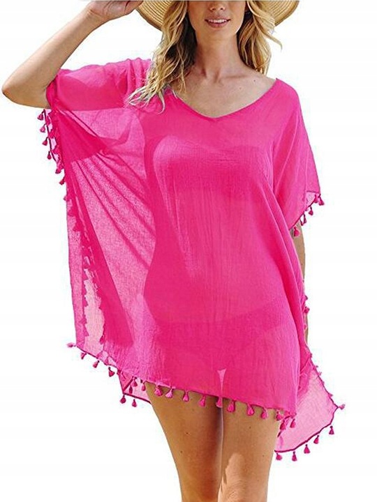 PAREO LETNIA TUNIKA PLAŻOWA KRÓTKA SUKIENKA DAMSKA MINI SZYFON BOHO KOLORY