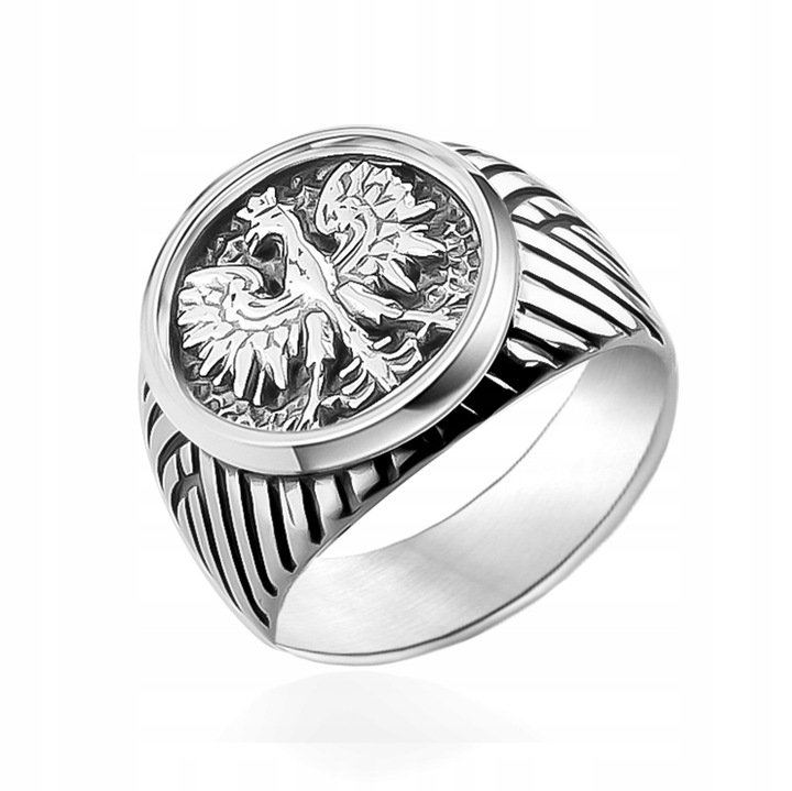 Sygnet Patriotyczny srebrny pr. 925 Oksydowany Pierścień z ORŁEM | r.22