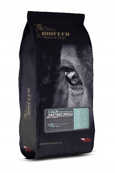 BIOFEED HORSE & PONY Pasza Musli dla koni nadpobudliwych bez CBD owsa 20kg