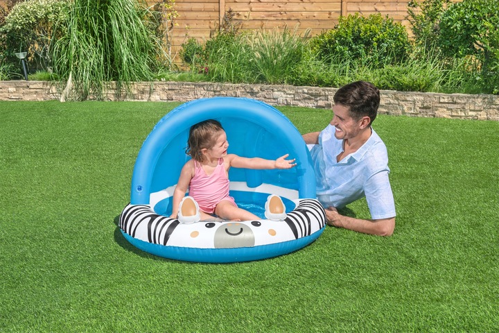 DMUCHANY BRODZIK Z DASZKIEM MIĘKKIE DNO BASENIK DLA DZIECKA BESTWAY 52559