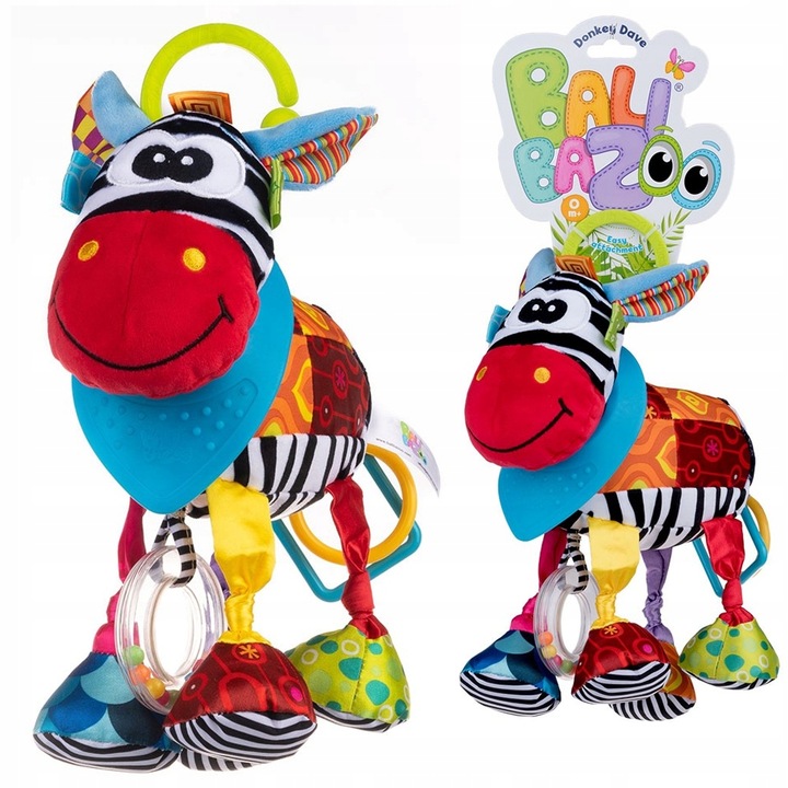 BalibaZoo OSIOŁEK DAVE Grzechotka Gryzak Szeleścik Metki ZAWIESZKA DO WÓZKA