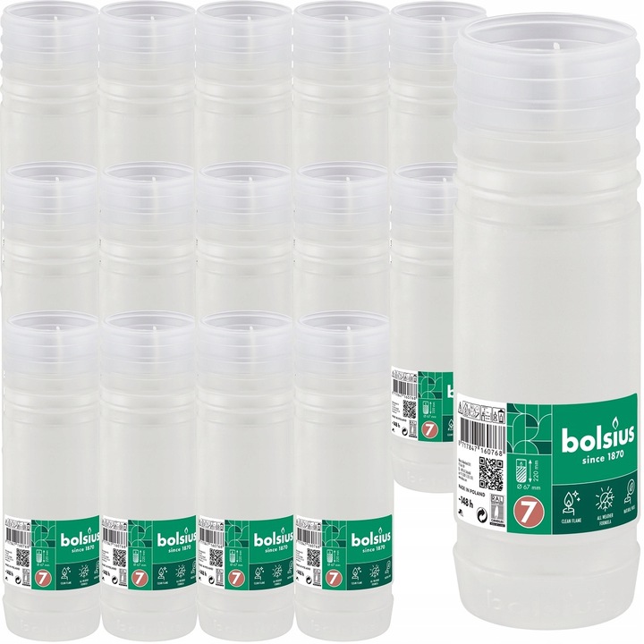 Wkłady Parafinowe do Zniczy Bolsius RP7 białe 148 godzin palenia - 15 sztuk