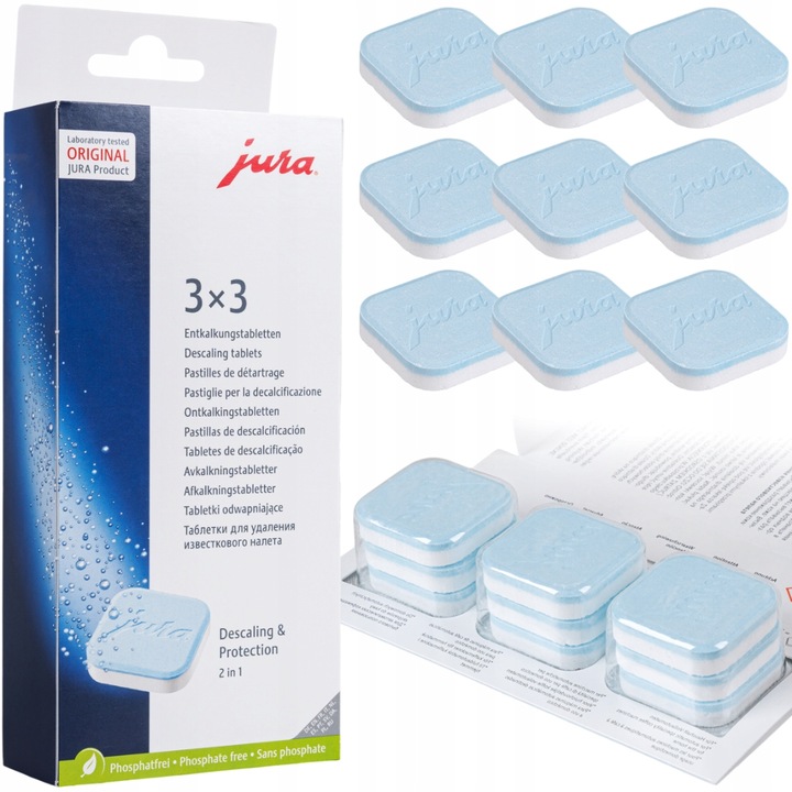 TABLETKI ODKAMIENIAJĄCE DO EKSPRESU 3X3 DO ODKAMIENIANIA JURA 9 SZT