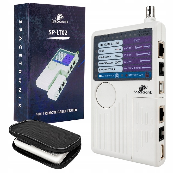 Wielofunkcyjny Tester Kabli Sieciowych LAN RJ45 RJ-11 USB i BNC SP-LT02