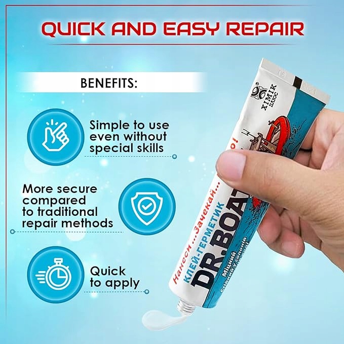 Klej do naprawy BASENU JACUZZII SUP 2w1 NA SUCHO NA MOKRO z lata i bez