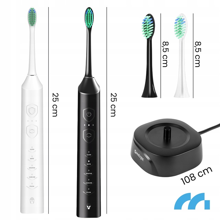 2x SZCZOTECZKA SONICZNA ELEKTRYCZNA DO ZĘBÓW ZESTAW 6 KOŃCÓWEK