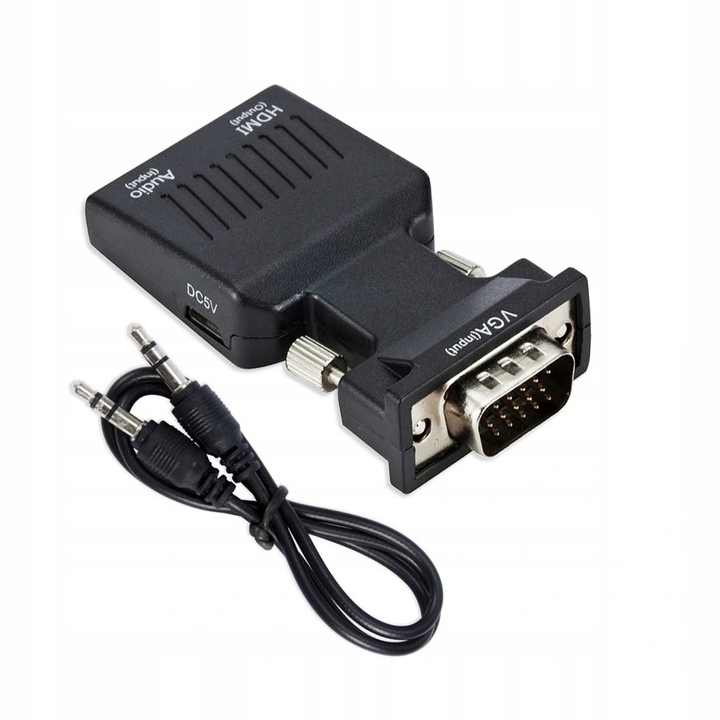 KONWERTER ADAPTER Z VGA D-SUB NA HDMI + AUDIO