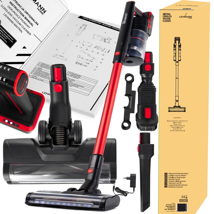 ODKURZACZ PIONOWY BEZPRZEWODOWY RĘCZNY LEHMANN BEZWORKOWY