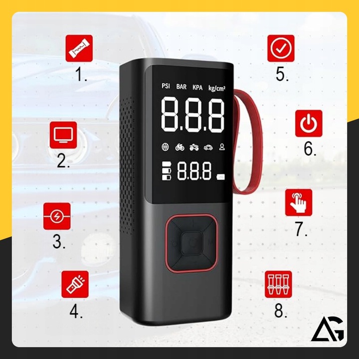 KOMPRESOR ROWEROWY SAMOCHODOWY AKUMULATOROWY POMPKA SPRĘŻARKA