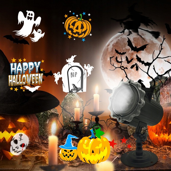 ŚWIĄTECZNY PROJEKTOR LED LASEROWY 16 slajdów 64 MOTYWÓW z pilotem