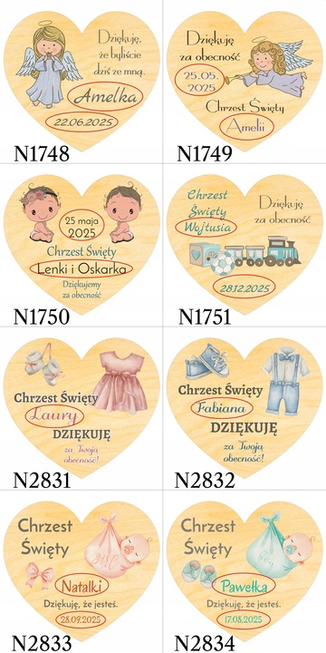 Podziękowania dla gości KOMUNIA na CHRZEST I ROCZEK URODZINY magnes 10