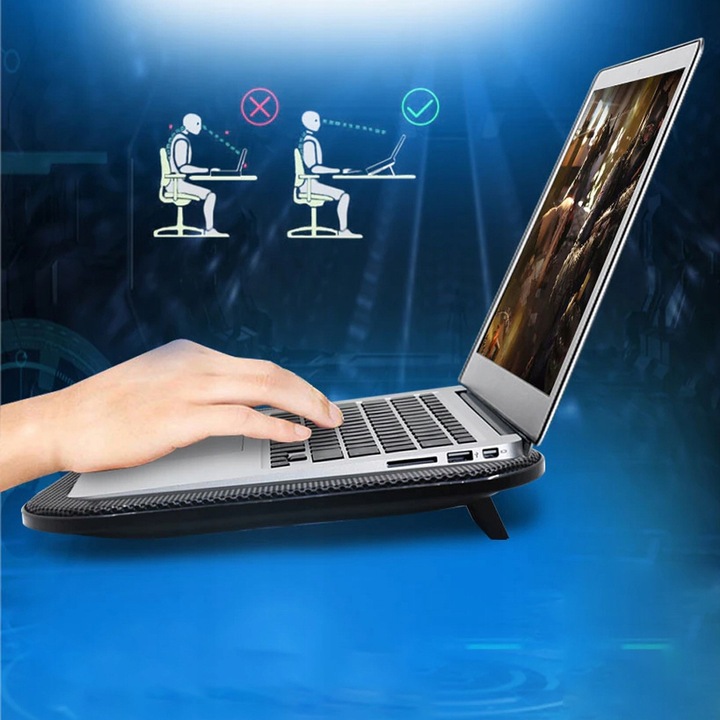 PODSTAWKA DUŻA PODKŁADKA CHŁODZĄCA POD LAPTOPA NOTEBOOK 12-15,4" CICHA 11dB