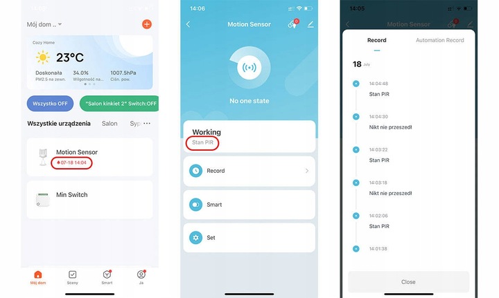 Czujnik RUCHU ZIGBEE 3.0 TUYA MINI PIR na baterie Inteligentny Smart Sensor