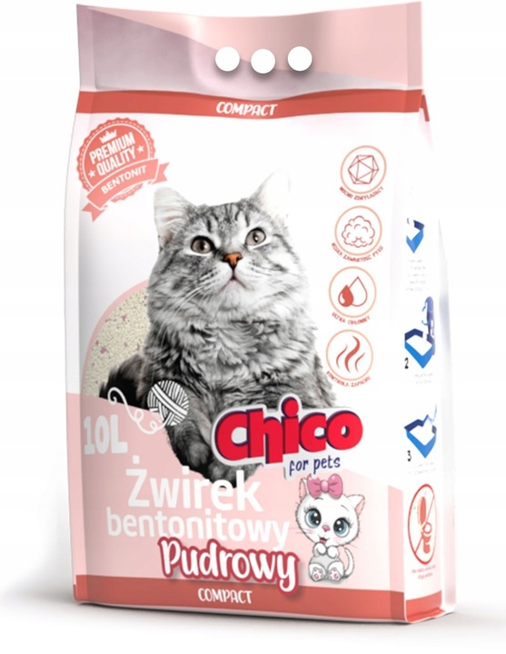 ŻWIREK BENTONITOWY KOTA COMPACT PUDROWY 10L CHICO