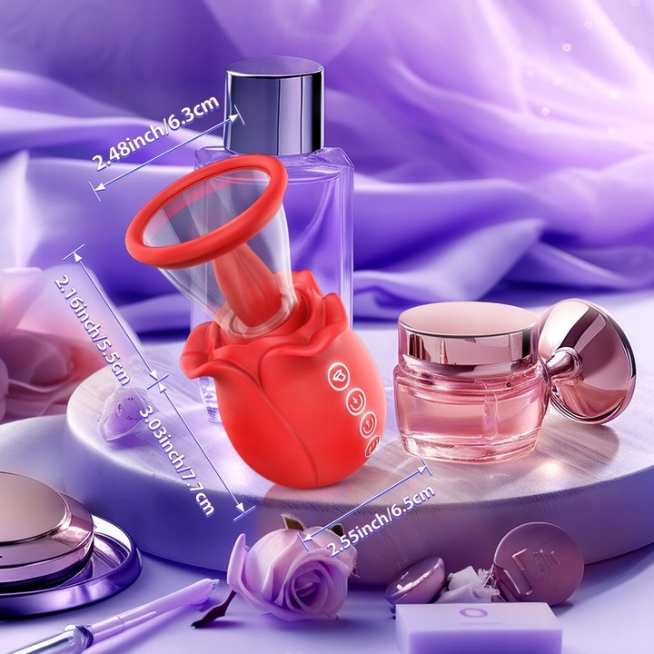 Wibratory różane z 7 stymulatorami łechtaczki do ssania i lizania sutków