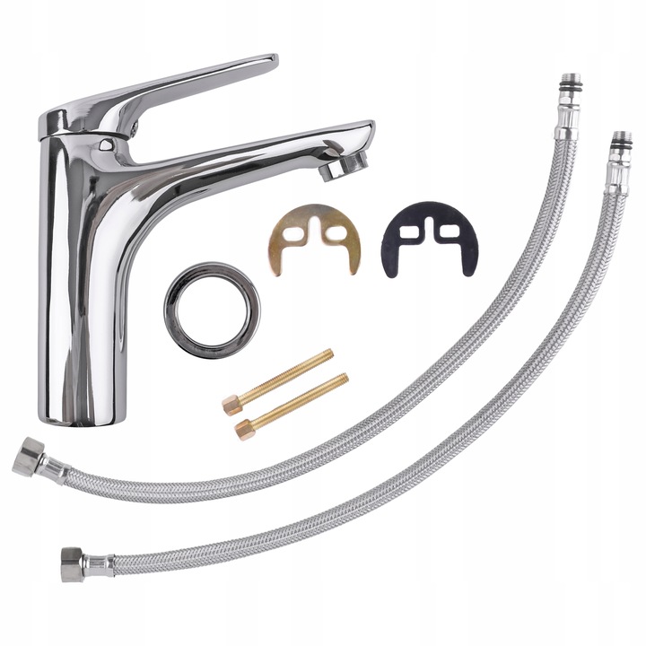 Bateria umywalkowa stojąca chrom srebrna łazienkowa kran do umywalki