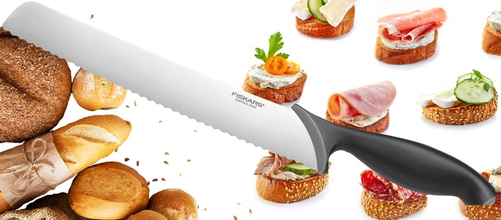 FISKARS NÓŻ DO CHLEBA KROJENIA PIECZYWA DŁUGI OSTRY ZĄBKOWANY 23cm