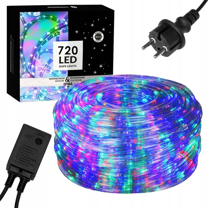 LAMPKI CHOINKOWE WĄŻ 720LED 30m MULTI ZEWNĘTRZNY PROGRAMATOR MULTIKOLOR