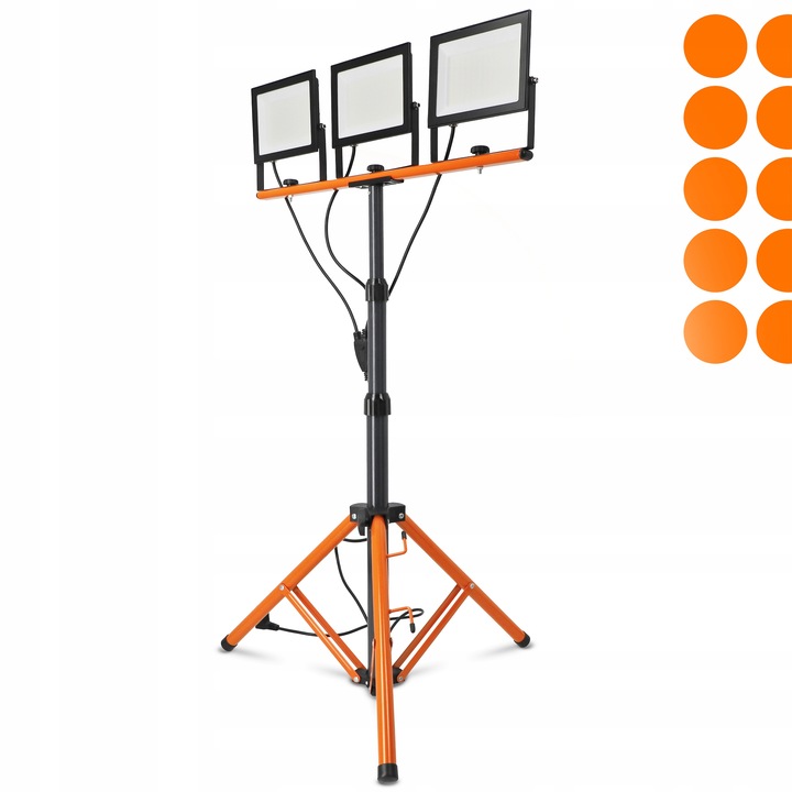 Halogen LED Statyw Budowlany Naświetlacz 3x 100W 33000lm Lampa Na