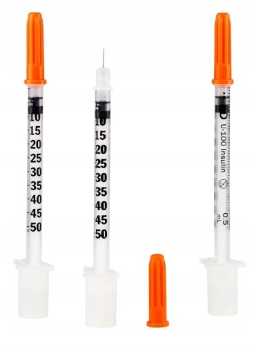 STRZYKAWKA INSULINOWA 0,5 ML Z IGŁĄ 0,3x8mm 100szt