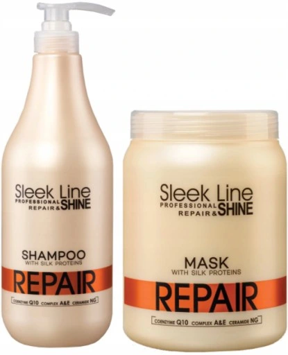 Stapiz ZESTAW XXL Sleek Line Repair z Jedwabiem Szampon 1000ml Maska 1000ml