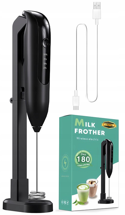 RĘCZNY SPIENIACZ MIKSER DO MLEKA KAWY ELEKTRYCZNY MIKSER TRZEPACZKA