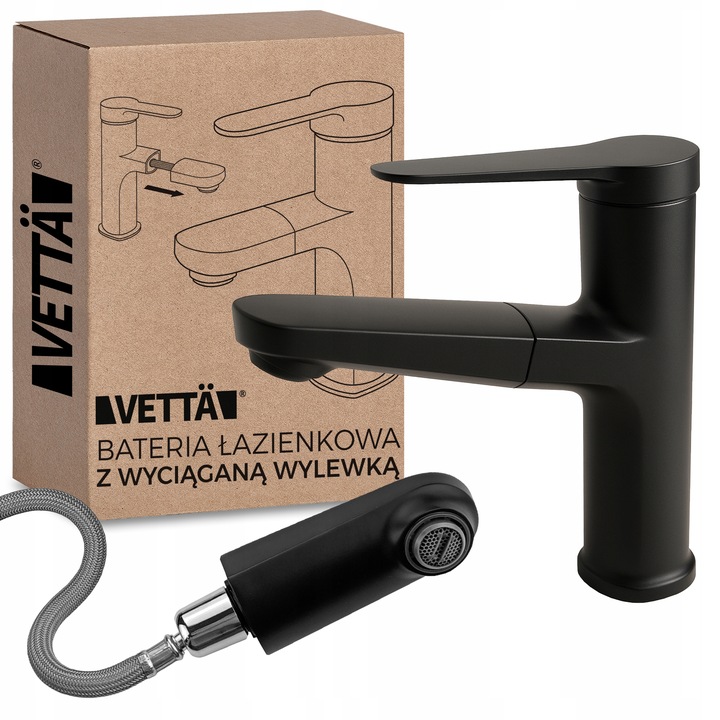 Bateria stojąca VETTÄ umywalkowa WYCIĄGANA kran do umywalki zlewu