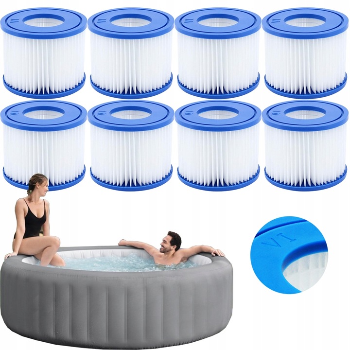 8x Filtr do pompy basenu JACUZZI LAY Z SPA Bestway 60311 typ VI