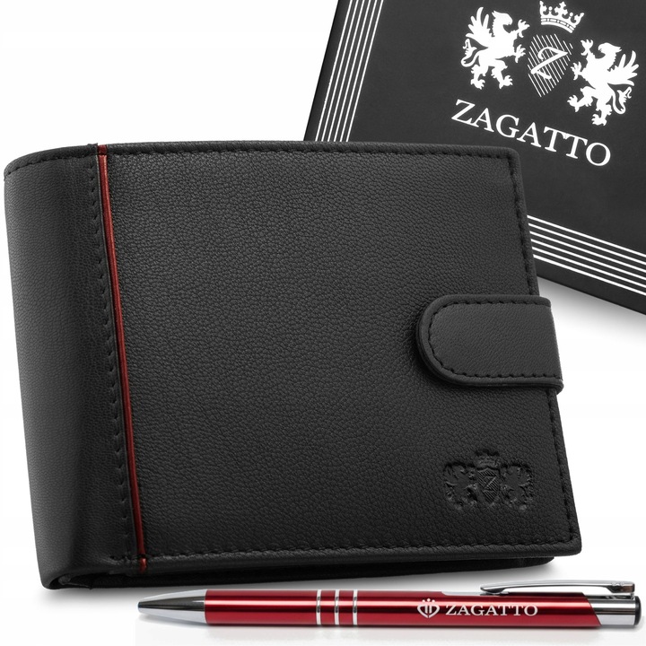 Portfel męski skórzany czarny poziomy skóra naturalna ochrona RFID