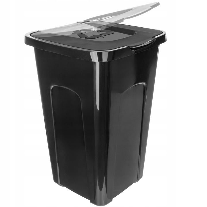 KOSZ NA ŚMIECI ODPADY POJEMNIK DO SEGREGACJI 50L KUBEŁ CZARNY KONTENER