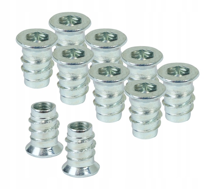 100x Mufa M6x 15 dwugwintowa wkręcana z kołnierzem wpustka wkręt do