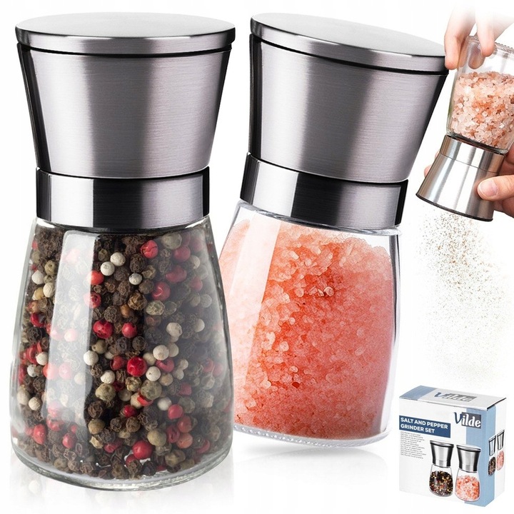 2x Młynki KUCHENNE zestaw komplet młynków do mielenia pieprzu soli przypraw