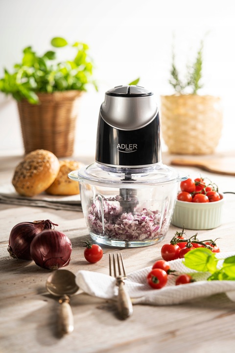 ROZDRABNIACZ ADLER AD4082 DO WARZYW, OWOCÓW I ORZECHÓW ZE SZKLANĄ MISĄ