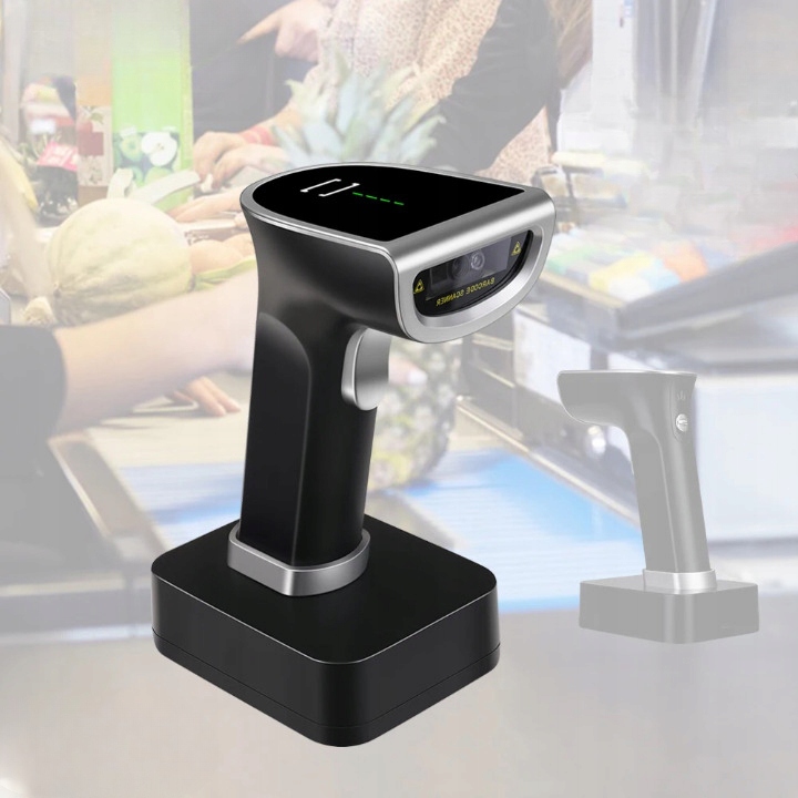 Bezprzewodowy skaner czytnik kodów kreskowych QR 1D 2D z bazą ładującą