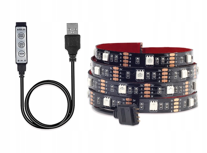 Taśma LED do telewizora RGB TV USB pilot RGB TAŚMA 2M ZESTAW 4x 50CM ZD4D