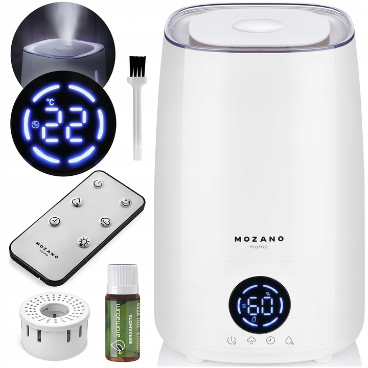 NAWILŻACZ POWIETRZA 3w1 4L HIGROMETR AROMATERAPIA DYFUZOR JONIZATOR