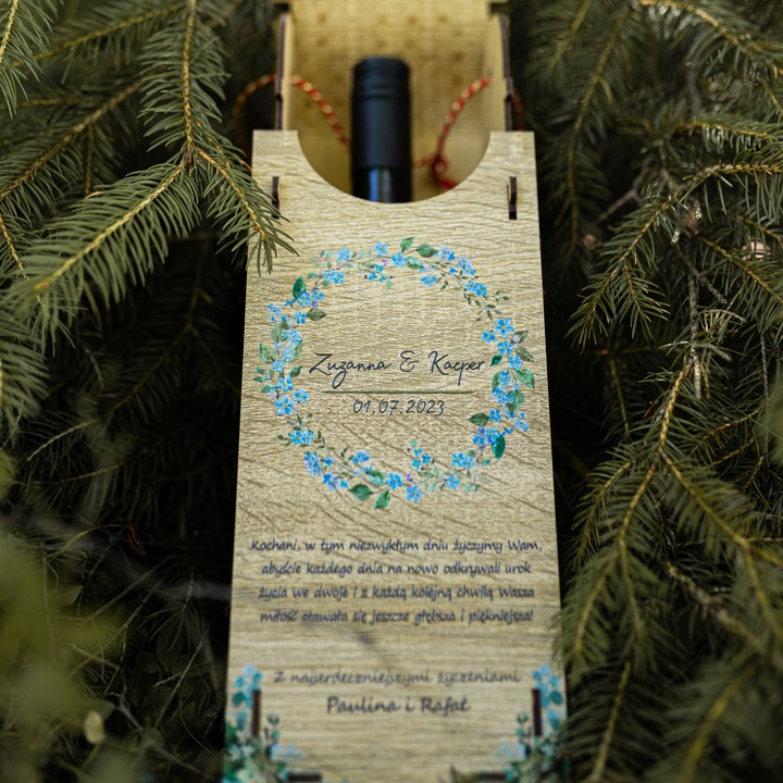 Pudełko na Wino z Nadrukiem Prezent Ślub Wesele