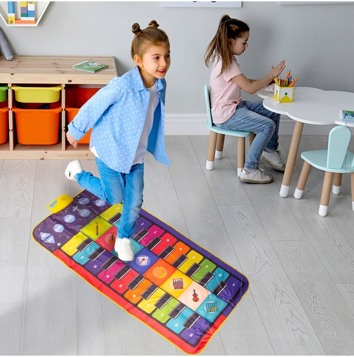 OGROMNA MATA MUZYCZNA DO TAŃCZENIA EDUKACYJNA INTERAKTYWNA GRA 140 X 70 CM