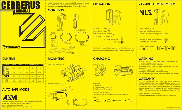 Lampka rowerowa tylna MOON CERBERUS 150lm
